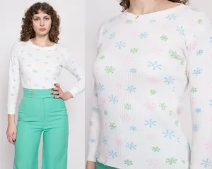 70s Snowflake Waffle Knit Shirt - Medium