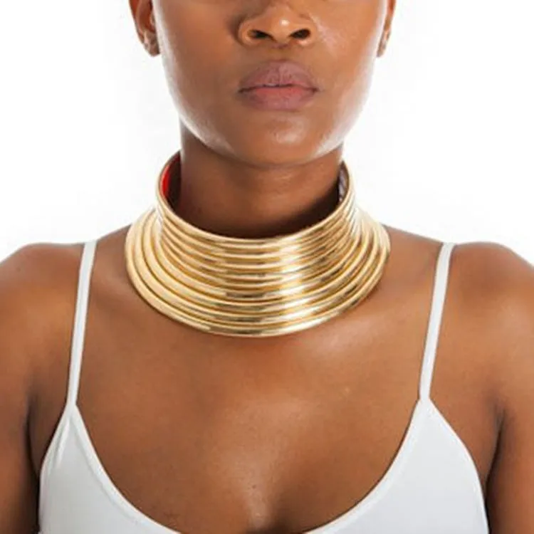 African Inspired Choker Necklace with Unique Design and Materials