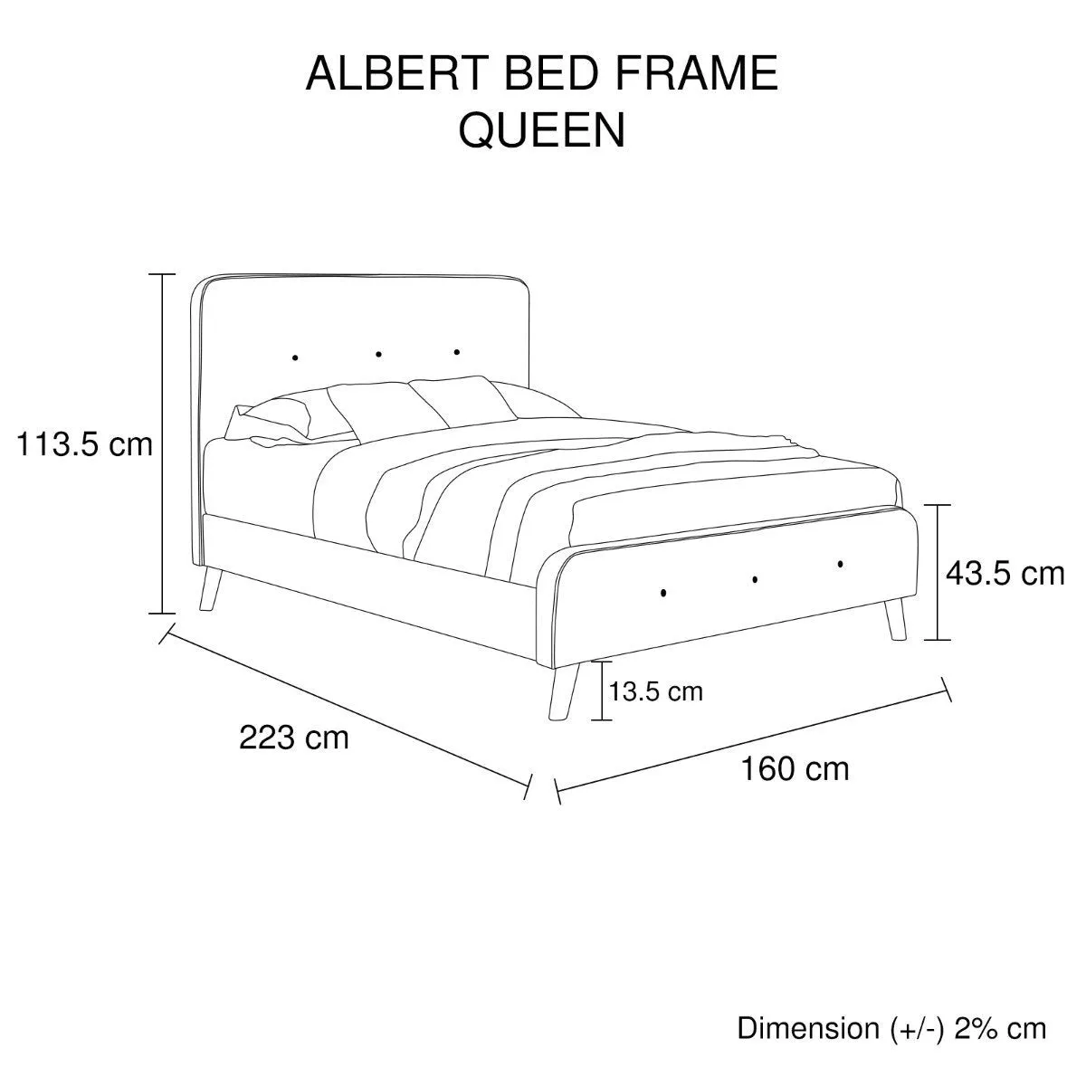 Albert Queen Bed Frame Light Grey