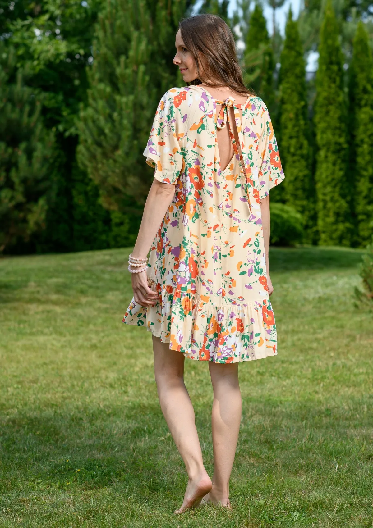 Ami Orange Mix Flowers Dress