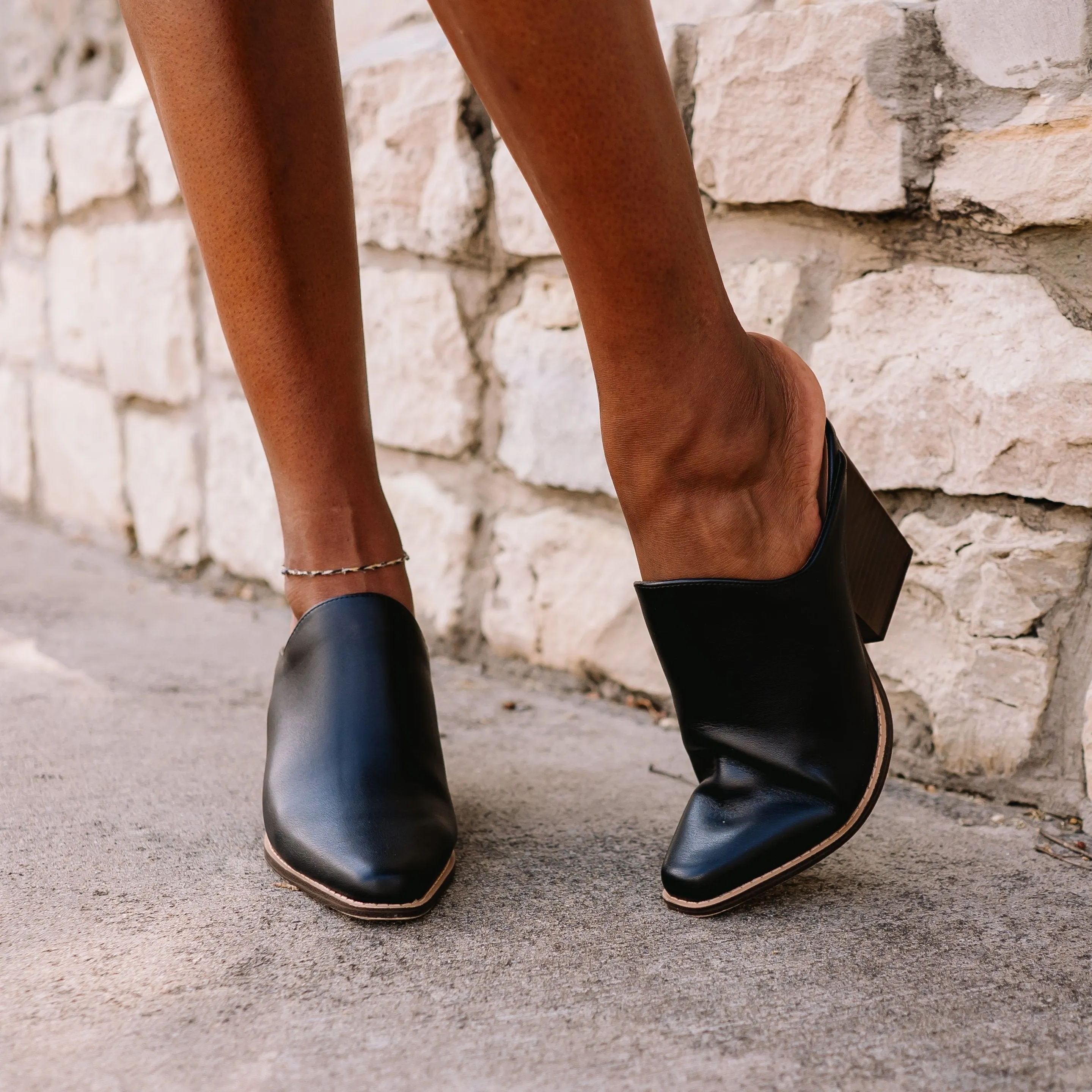 Analiese Black Open Back Mule