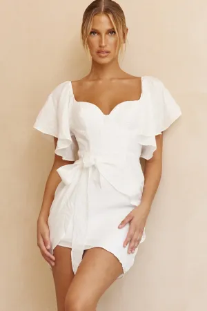 Aphrodite Molded Bust Angel Sleeve Wrap Dress White