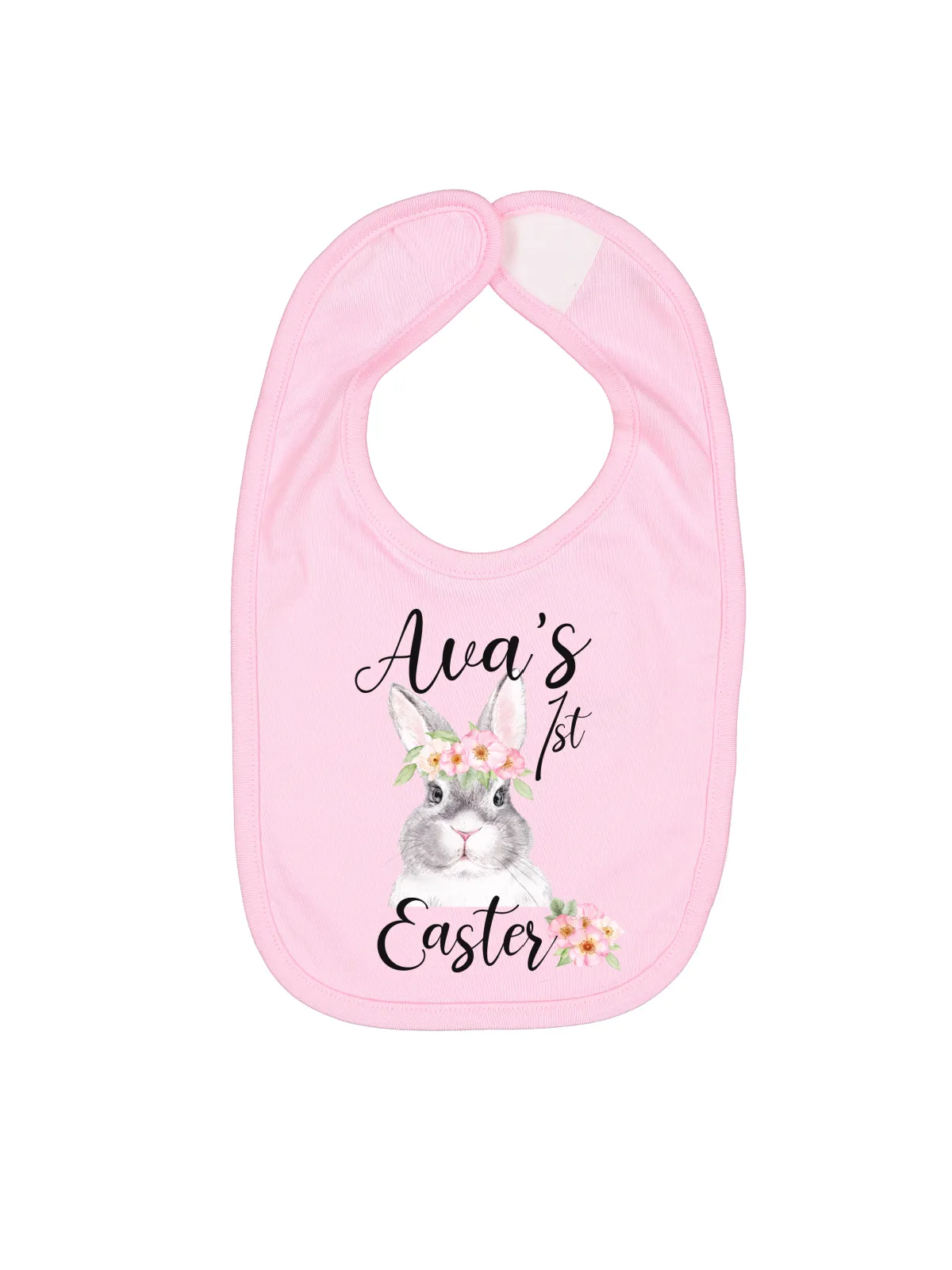 Baby Girl's First Easter Bib - Pink   White