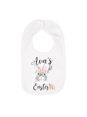 Baby Girl's First Easter Bib - Pink   White