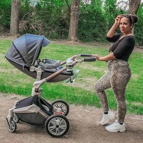 Baby Stroller: Height-Adjustable Seat and Reclining Baby Carriage with Four-Wheel Shock Absorption, Bidirectional, Elevated View, Stylish Stroller