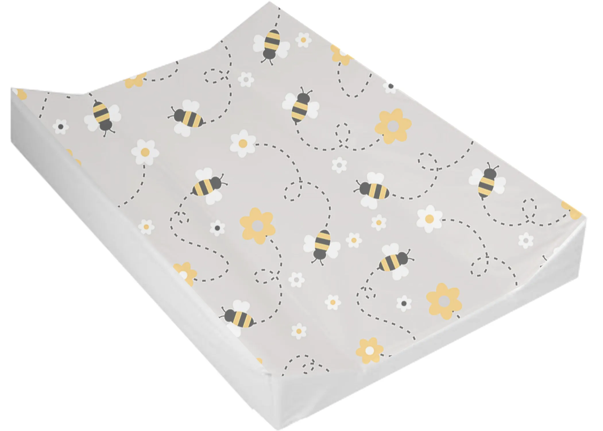 Babybase Anti-Roll Wedge Changing Mat Grey Bee