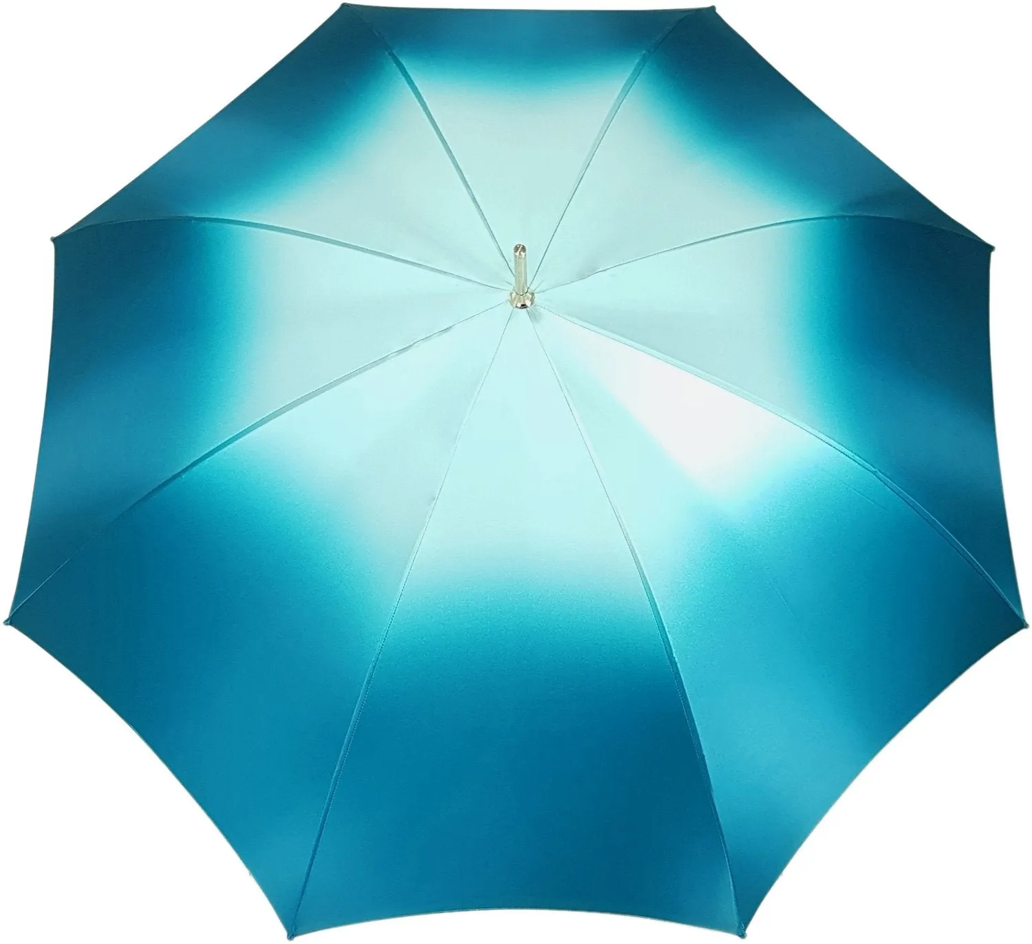 Beautiful Double Canopy Umbrella in a Luxurious Turquoise Colored Polyester Satin