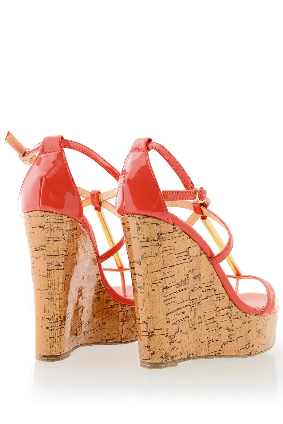 BLINK WINONA Coral Patent Cork Wedges