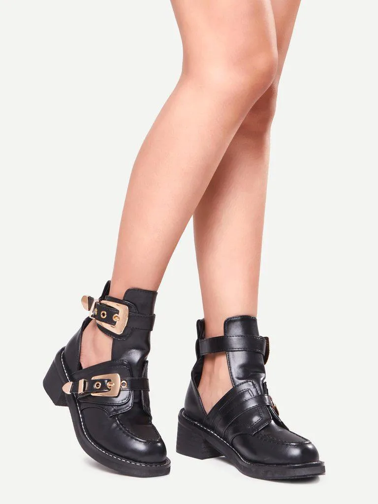 Buckle Strap Chunky Heel Shoes