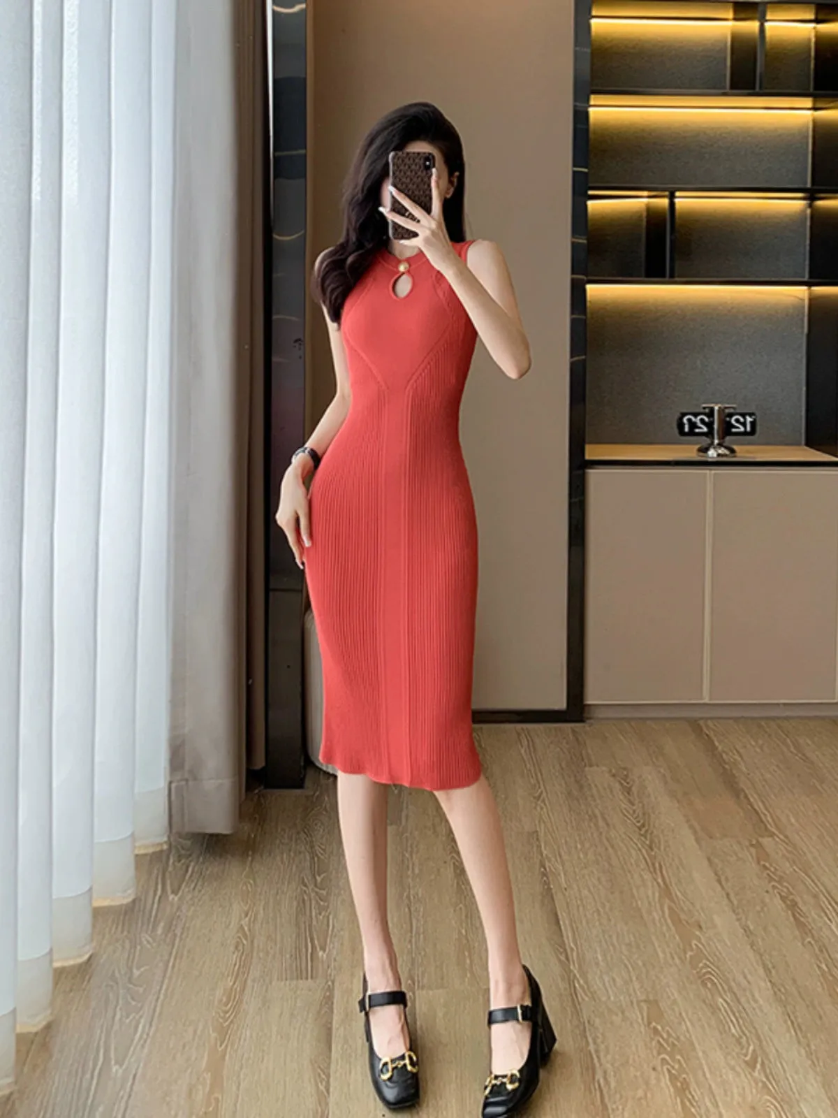 Classic Style round Neck Dress Silm Elegant Summer Wear