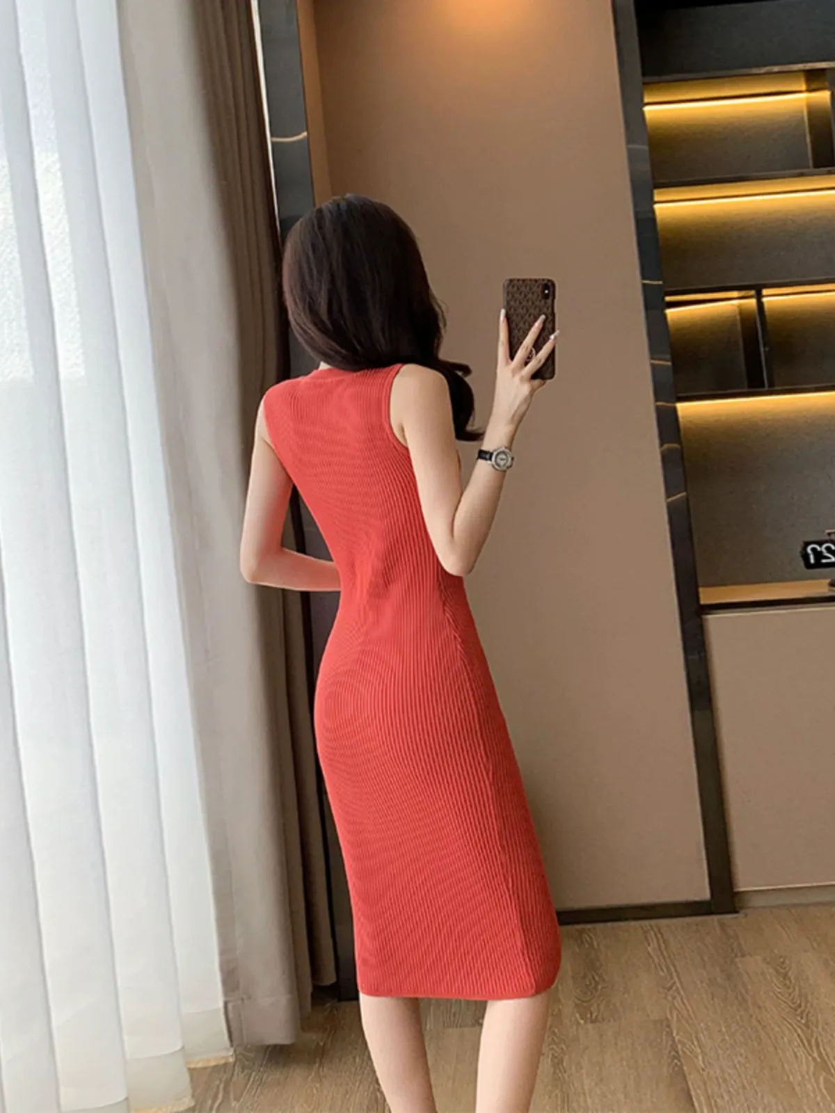 Classic Style round Neck Dress Silm Elegant Summer Wear