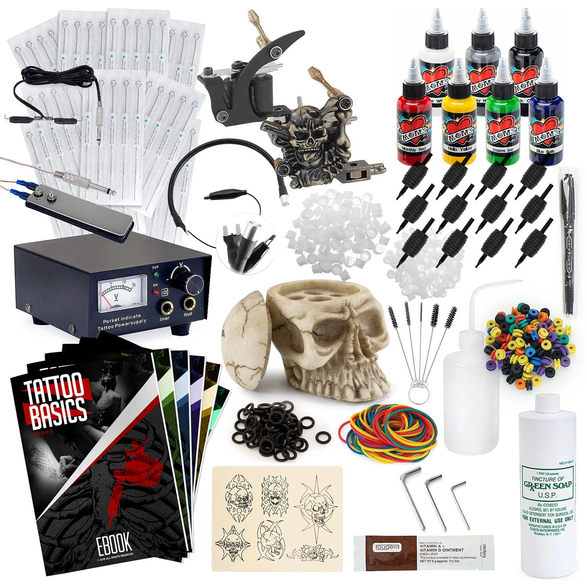 Complete Tattoo Set w/ 2 Machines, Power Supply, Millennium Mom's Ink