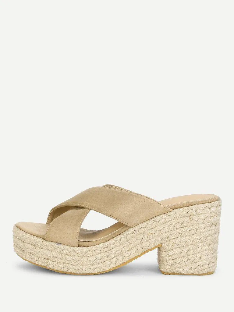 Criss Cross Suede Wedge Sandals