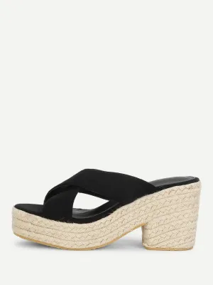 Cross Cross Suede Wedge Sandals