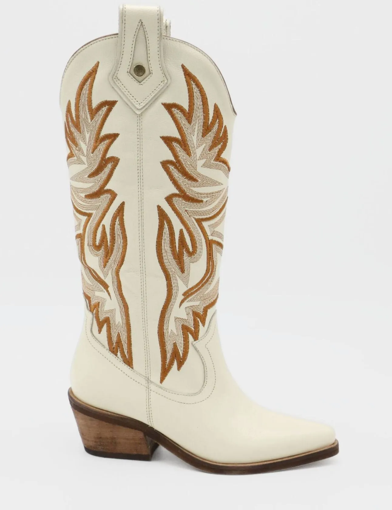 Dramen western cowboy boots in off white leather womens shoes