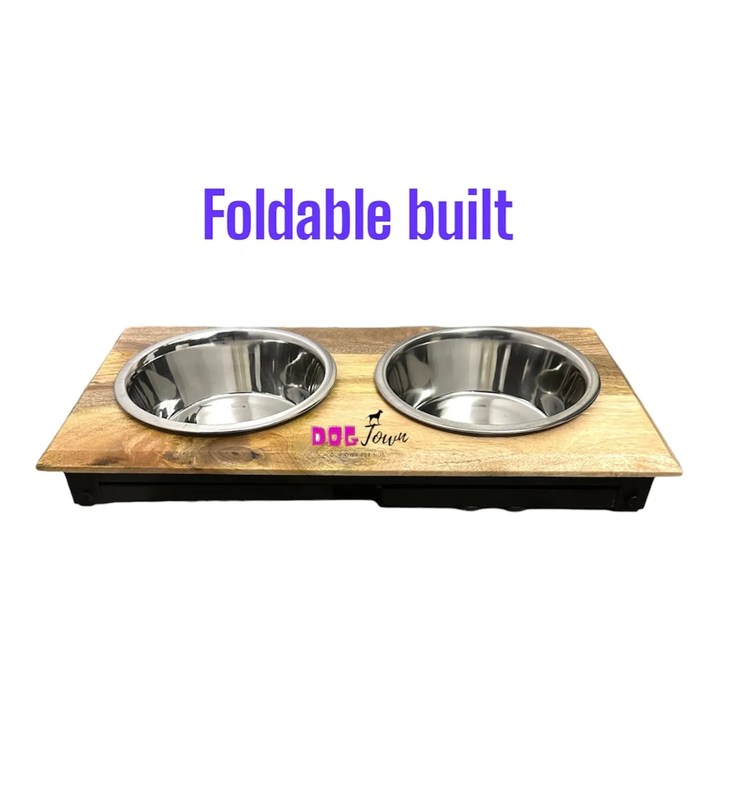 Durable Quality Wooden Bowl Stand Elevated Pet Feeder (Color-Brown)