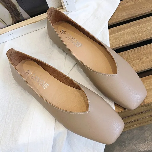 Elegant Low-heeled Square Toe Slip-on Dress Shoe