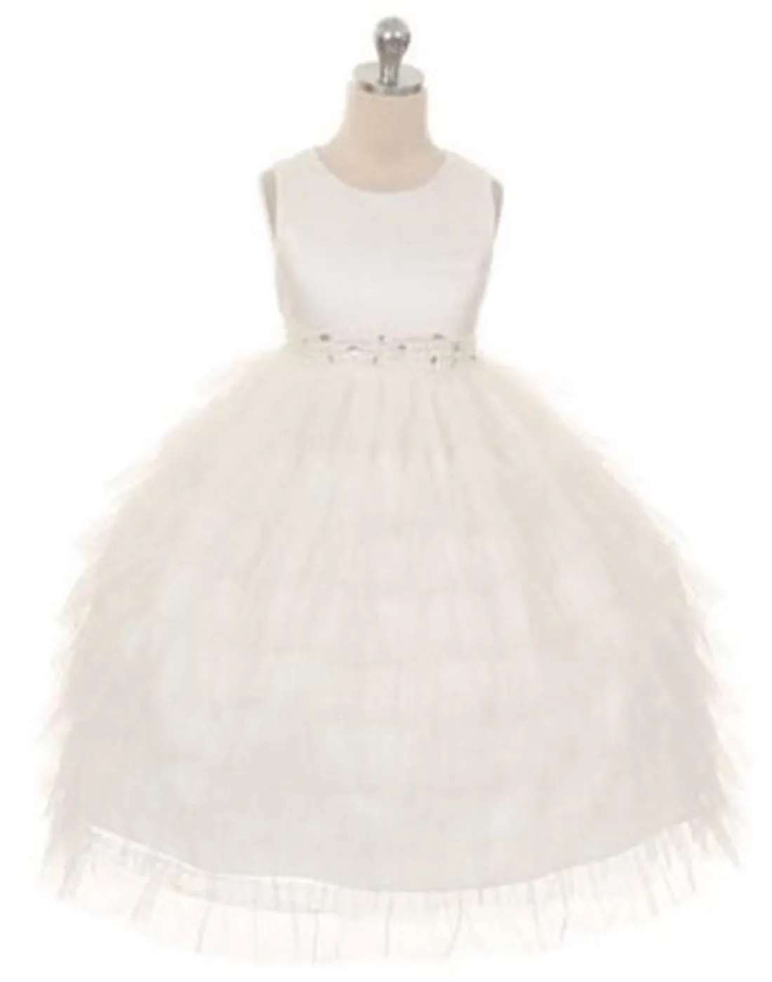 Enchanting Mesh Layered Princess Dress - Ivory