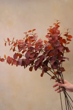 Faux Autumn Blush Eucalyptus Stem