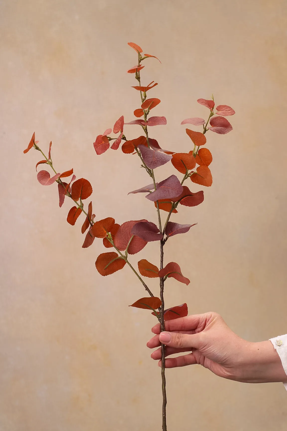 Faux Autumn Blush Eucalyptus Stem