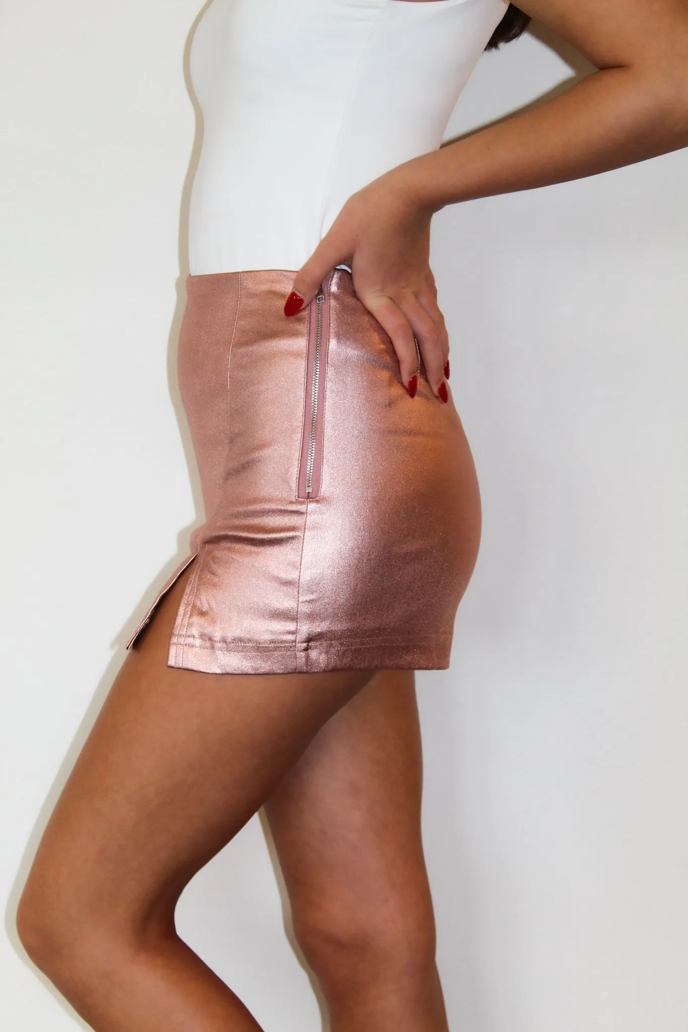 Forget Me Not Metallic Skort- Rose