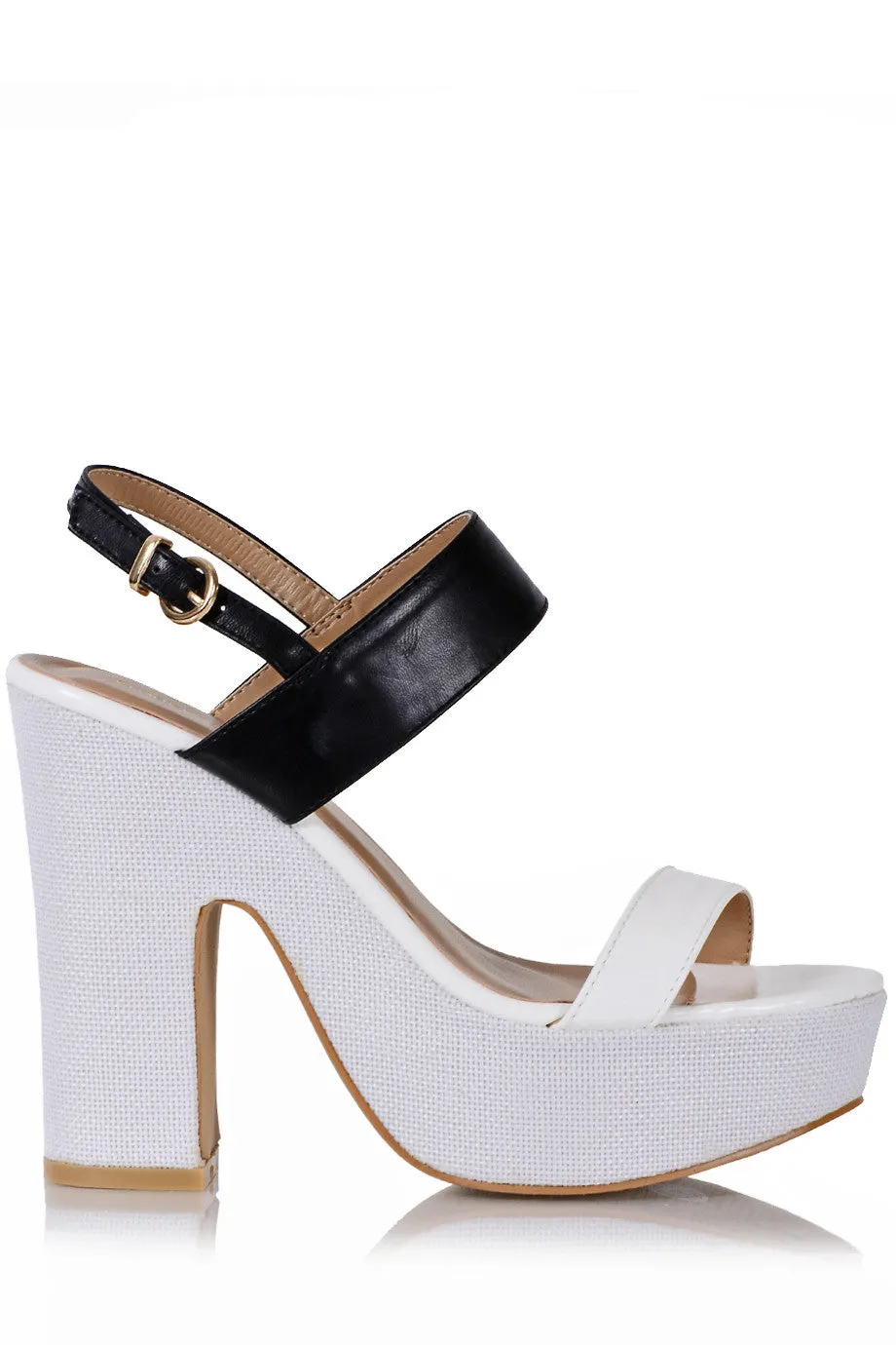 FRANCESCO MILANO CARINA Black White Heeled Sandals