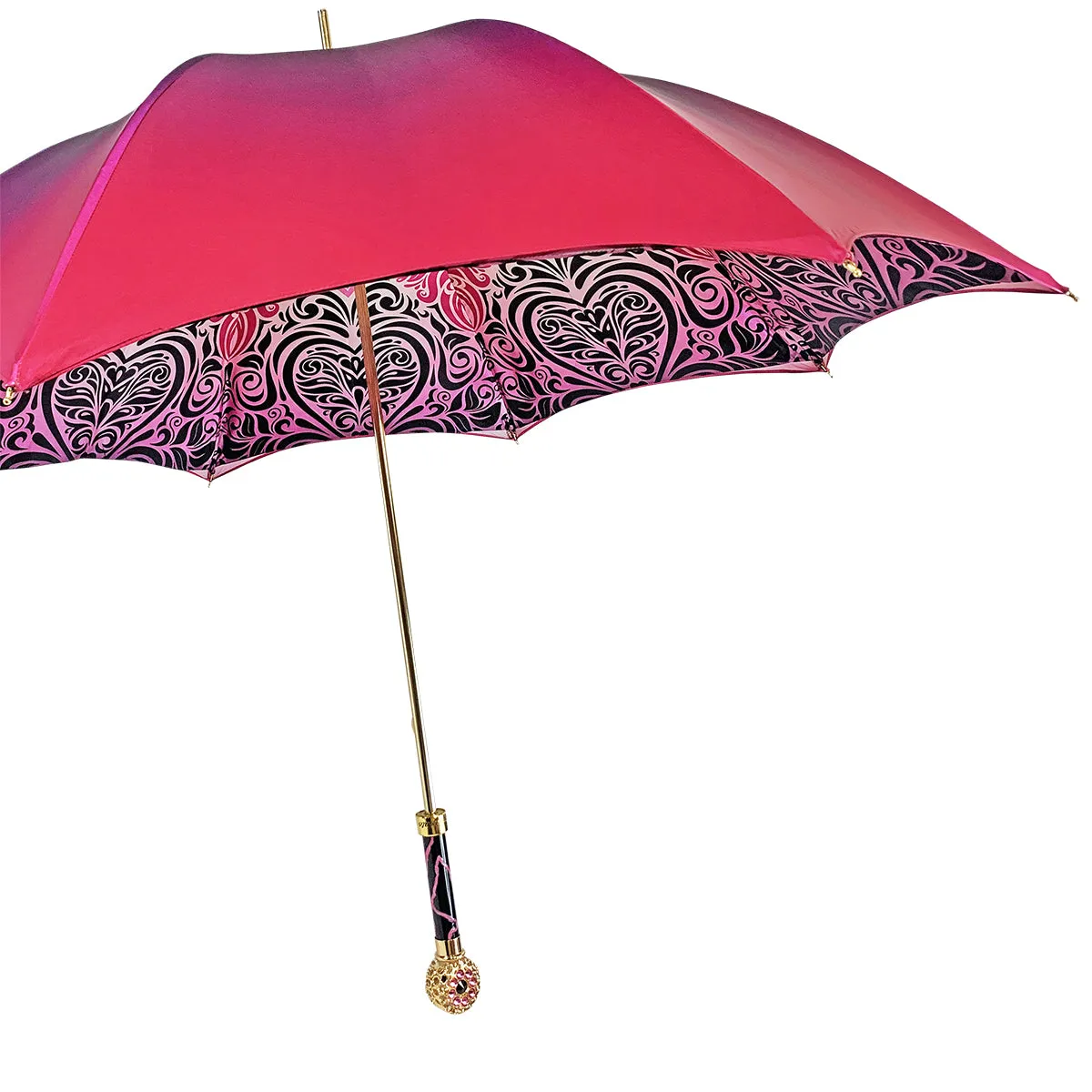 Fuchsia umbrella with medallion and crystals