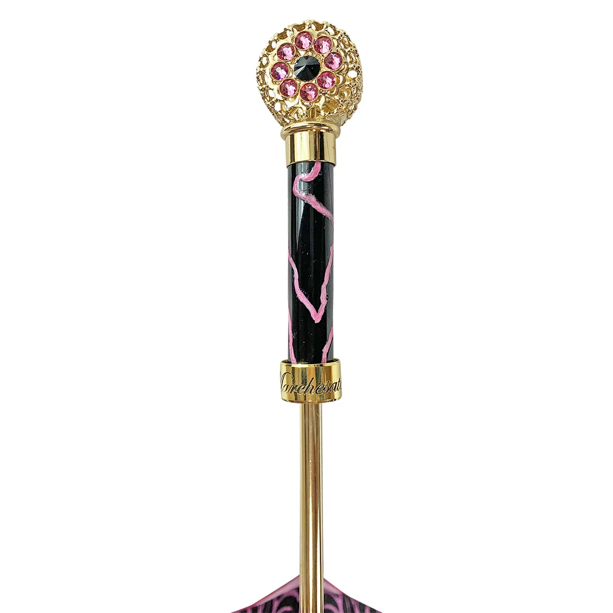 Fuchsia umbrella with medallion and crystals