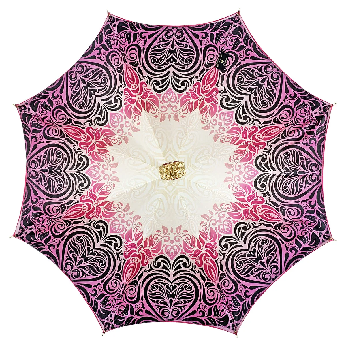 Fuchsia umbrella with medallion and crystals