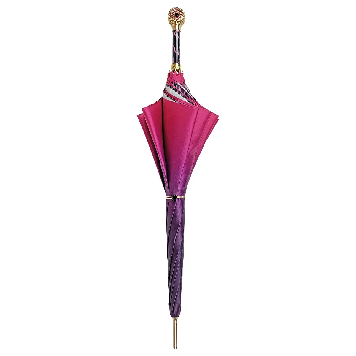 Fuchsia umbrella with medallion and crystals