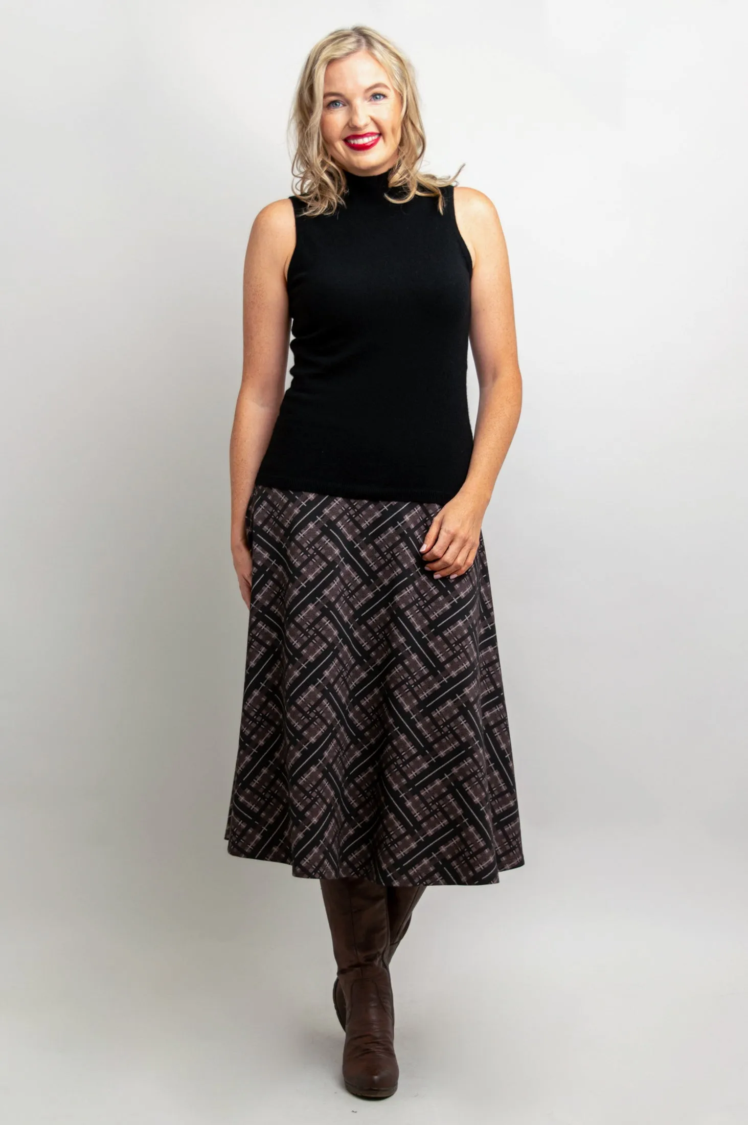 Gillian Skirt, Rich Plaid, Bamboo - Final Sale