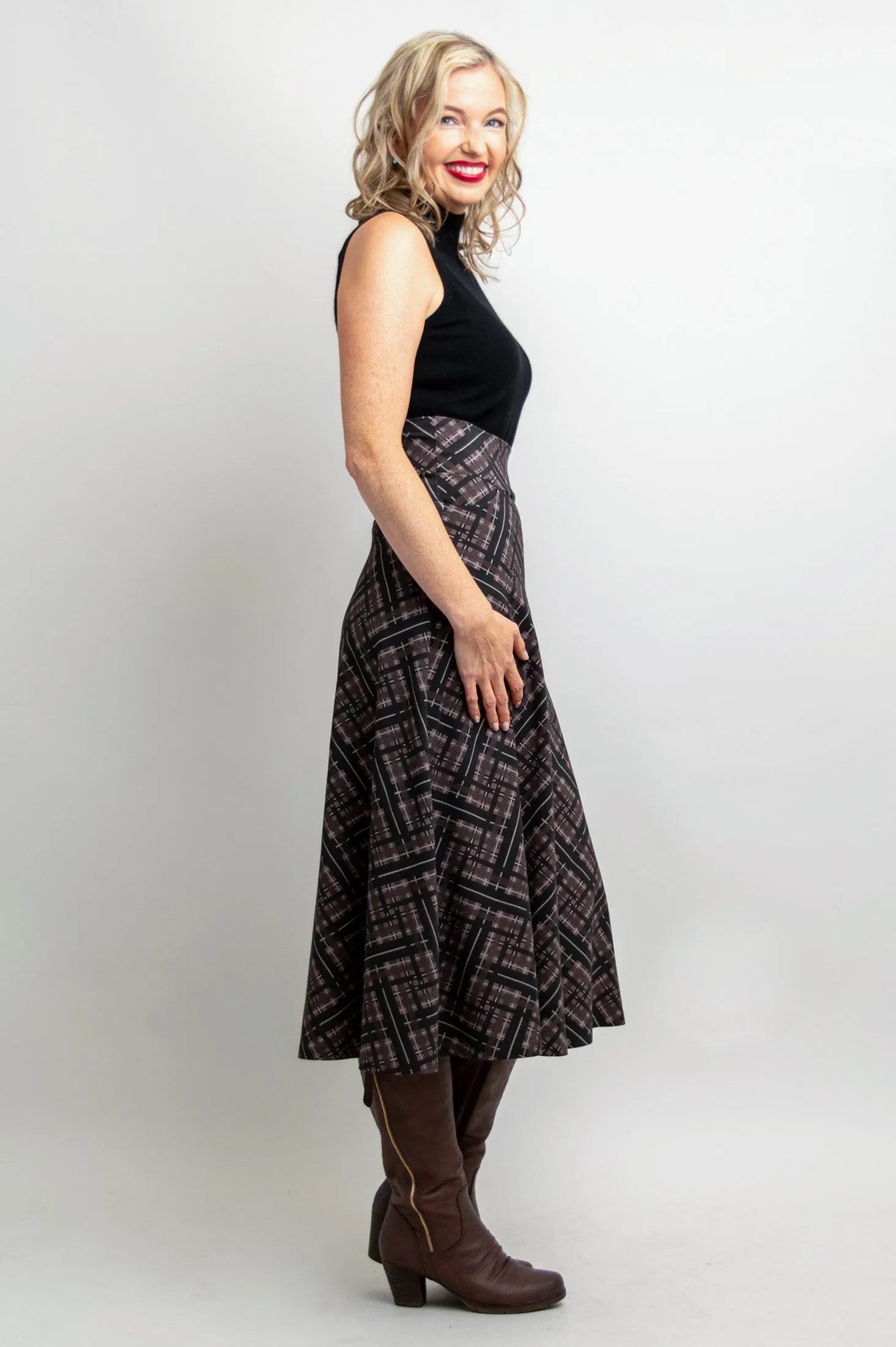 Gillian Skirt, Rich Plaid, Bamboo - Final Sale