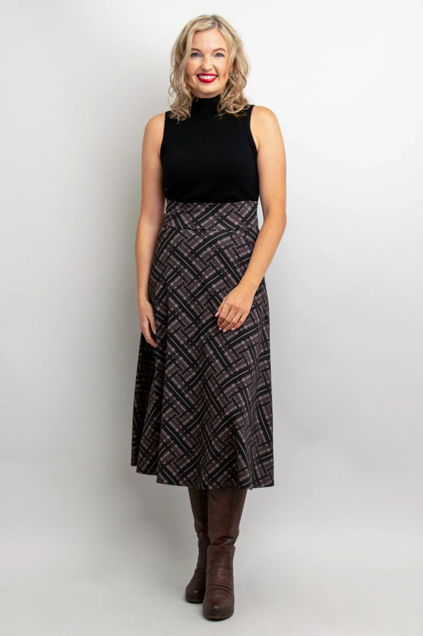 Gillian Skirt, Rich Plaid, Bamboo - Final Sale