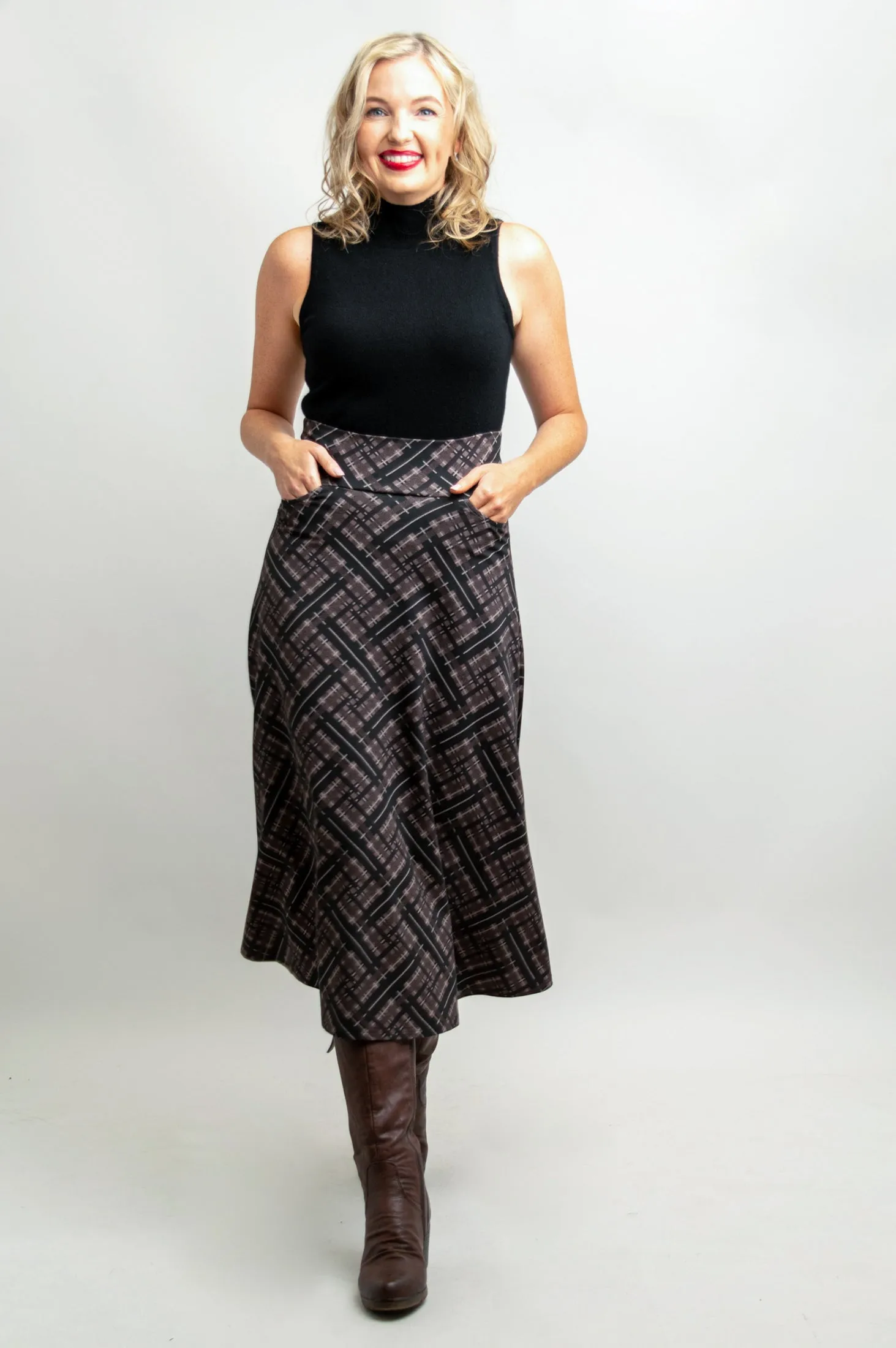 Gillian Skirt, Rich Plaid, Bamboo - Final Sale