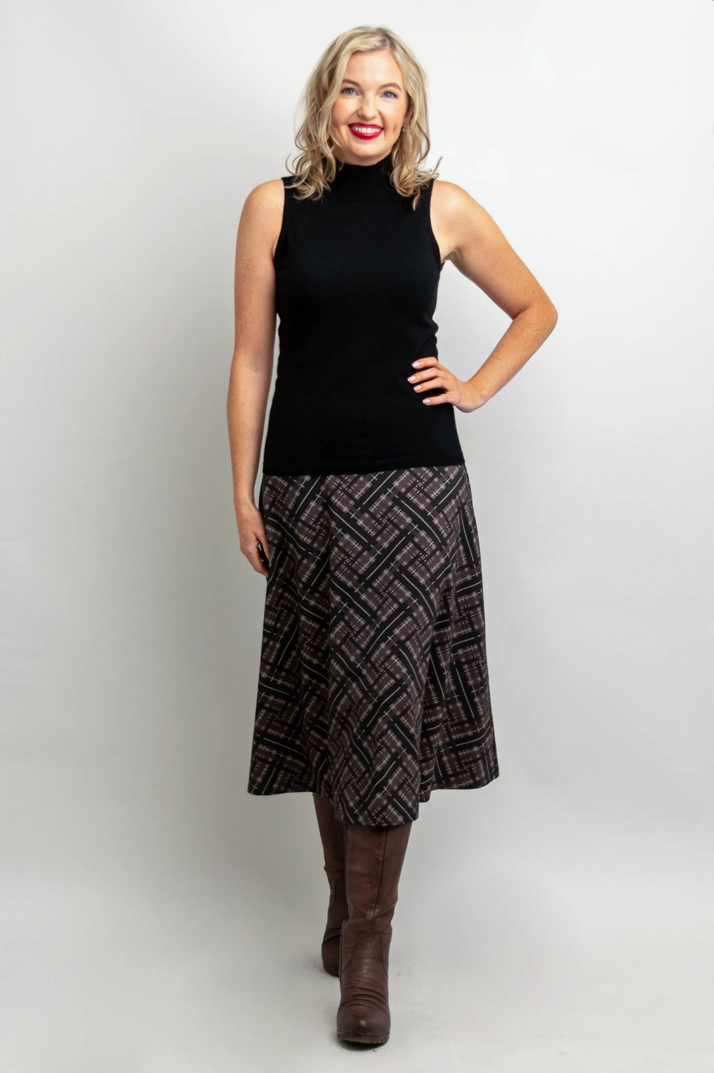 Gillian Skirt, Rich Plaid, Bamboo - Final Sale