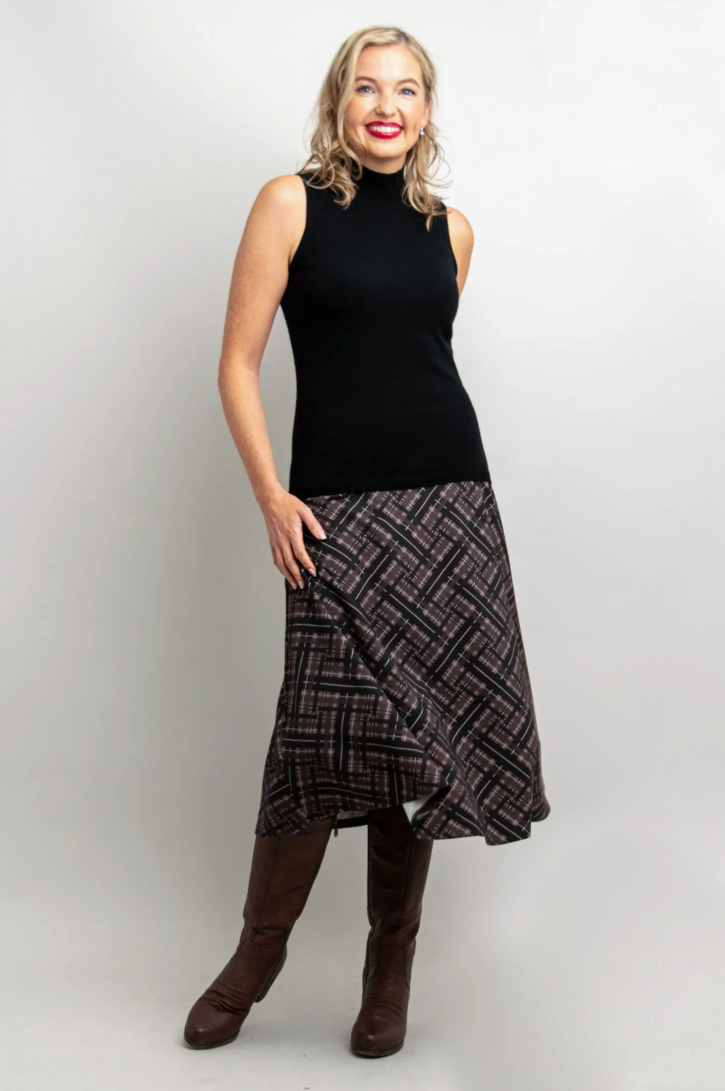 Gillian Skirt, Rich Plaid, Bamboo - Final Sale