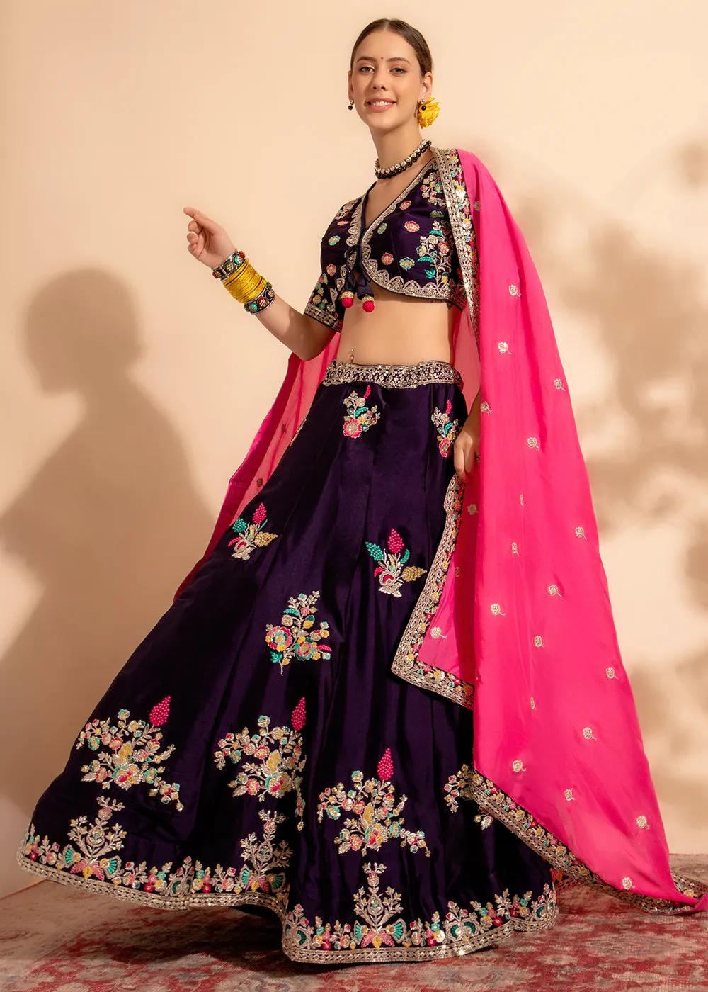 Gorgeous Purple Bridesmaid Style Wedding Lehenga Choli