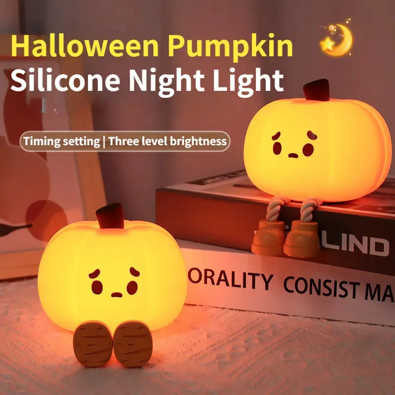 Halloween Pumpkin Night Light - Cute Silicone Lamp