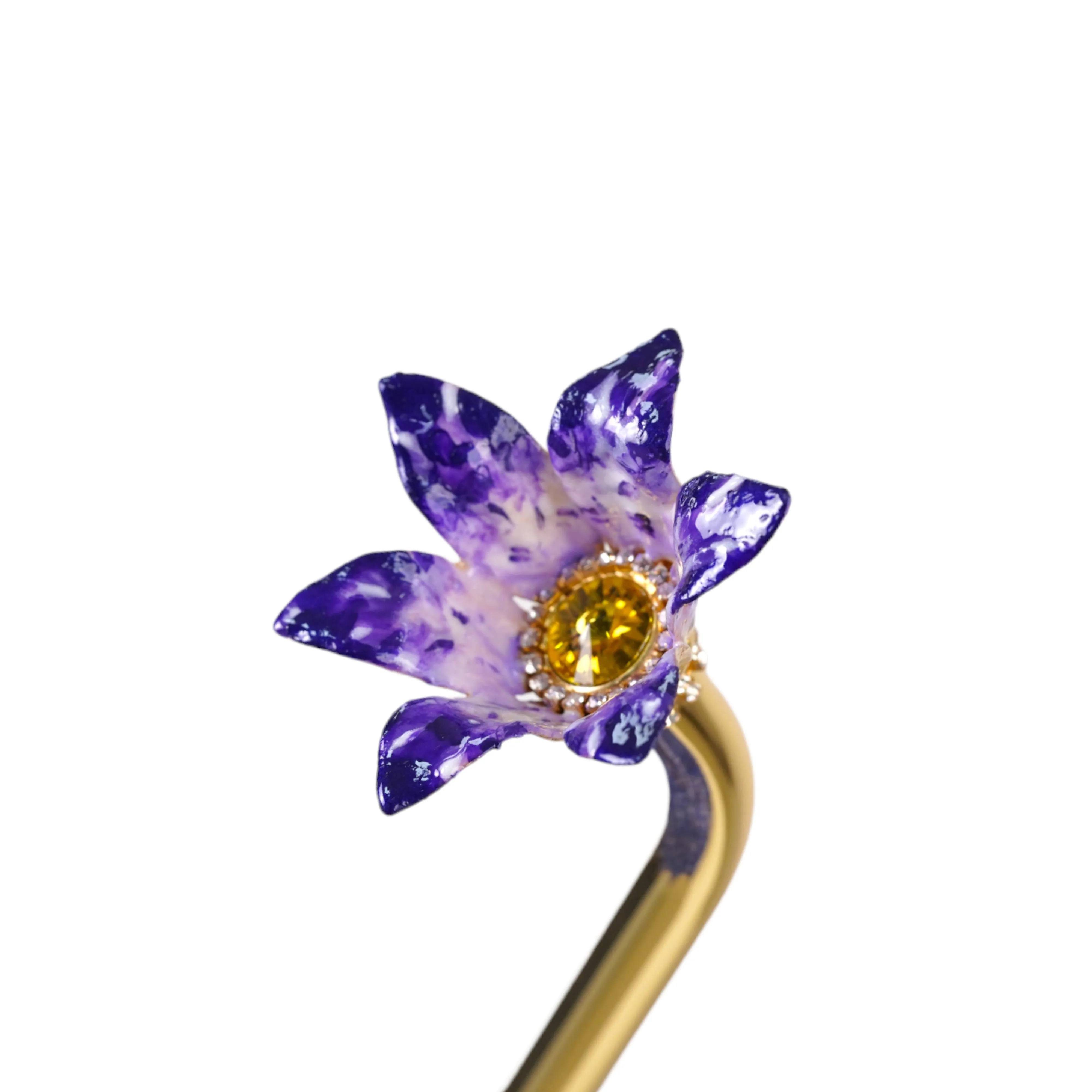 Handcrafted Umbrella with 24K Gold-Plated Hand-Painted Metal Flower Handle