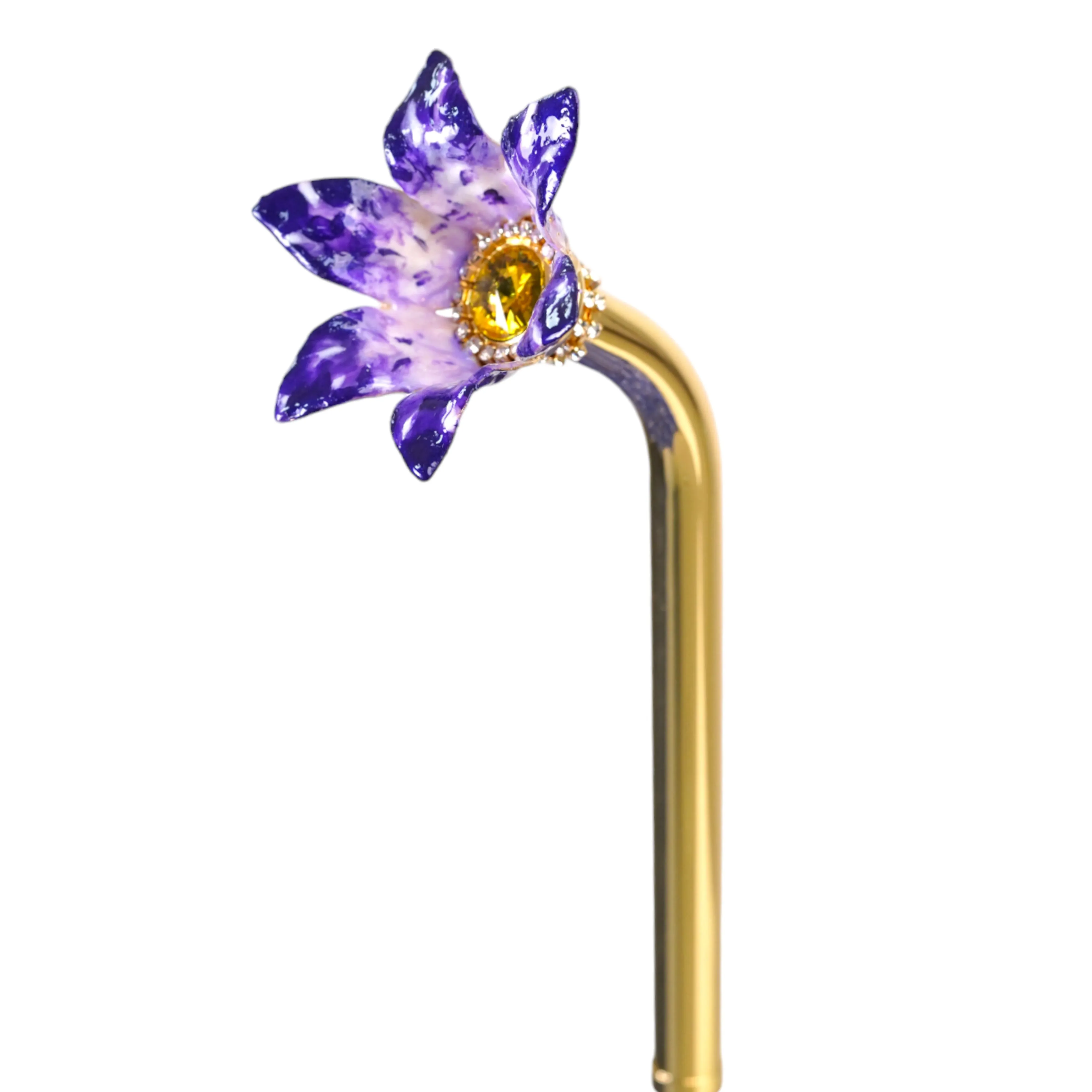 Handcrafted Umbrella with 24K Gold-Plated Hand-Painted Metal Flower Handle