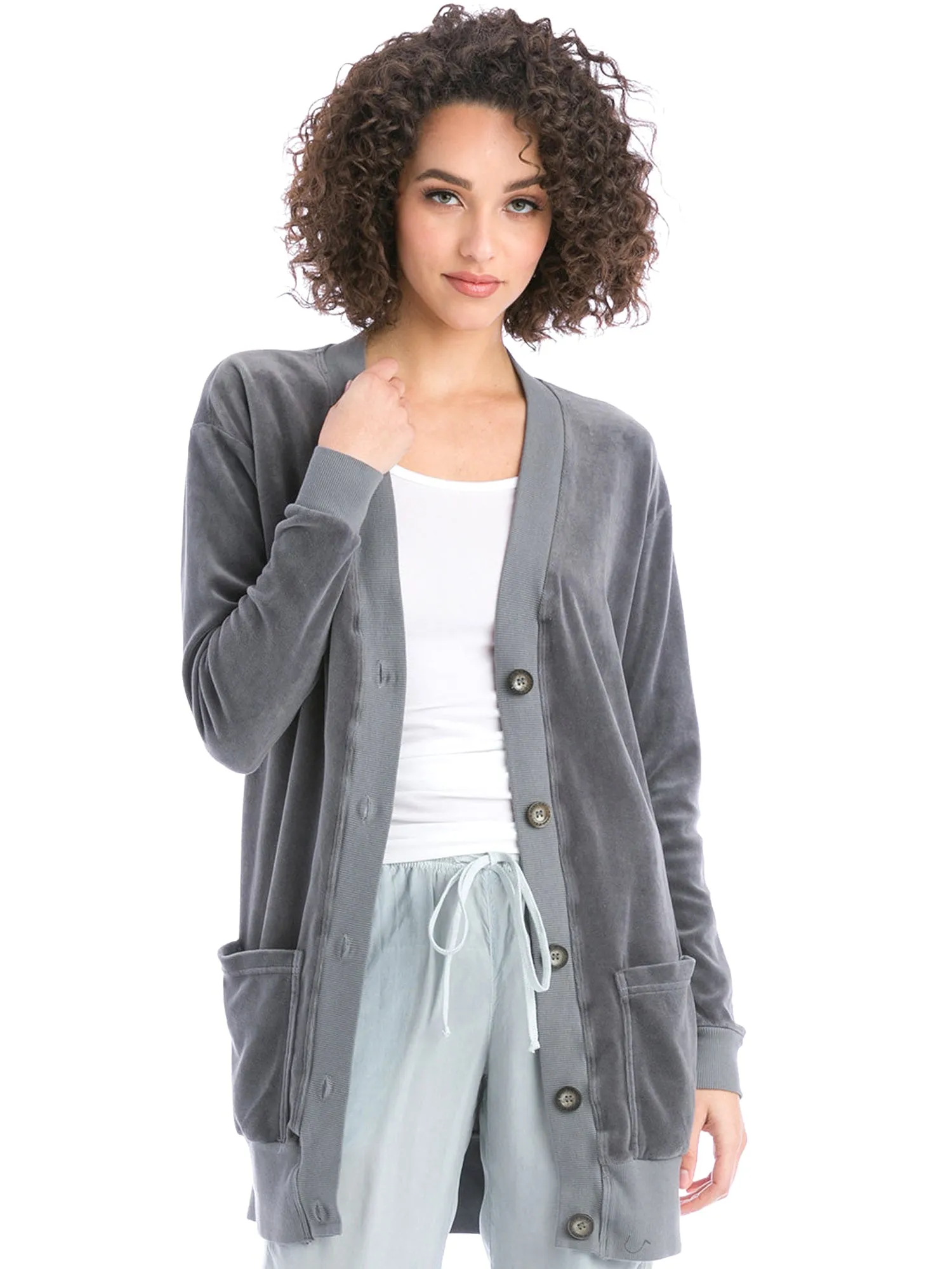 Hard Tail Velour Long Cardigan V-183