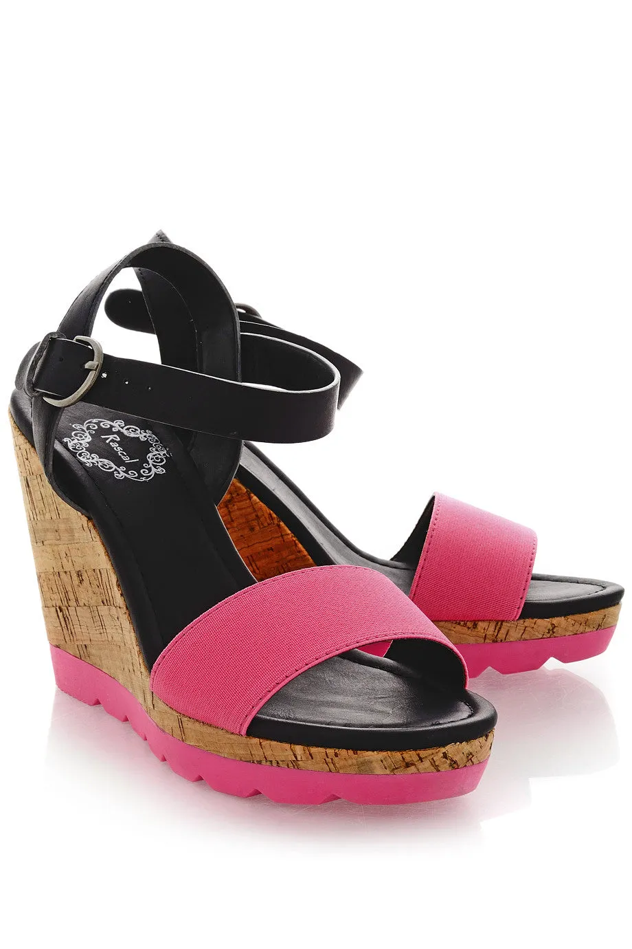 HEDDIE Neon Fuchsia Wedges