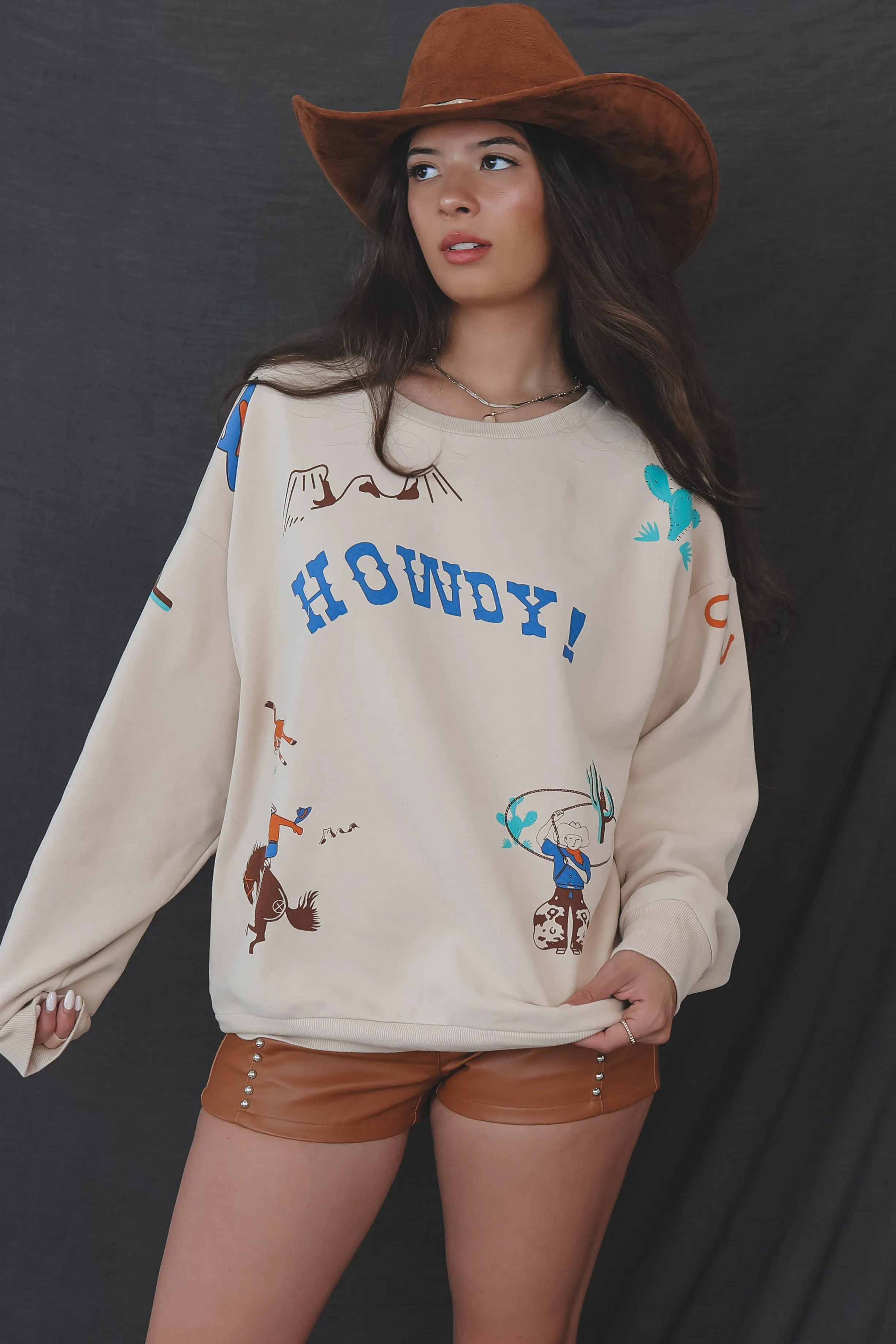 Howdy Babes Graphic Western Pullover