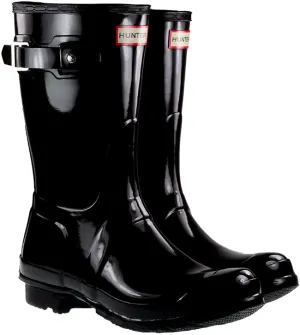 Hunter Wellies Womens Original Short Gloss Black