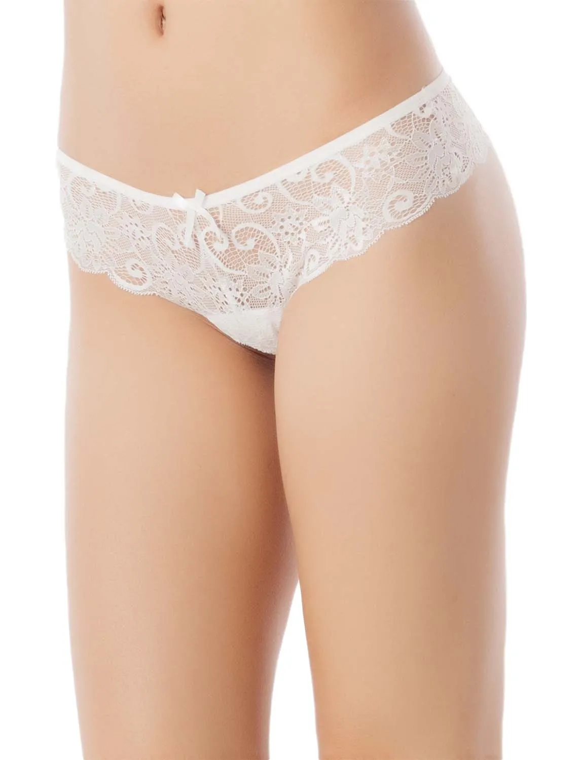 iB-iP Women's Underwear Tanga Undies Eyelet Lace See Through String Low Rise Thongs