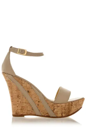 IRINA Beige Leather Platform Sandals