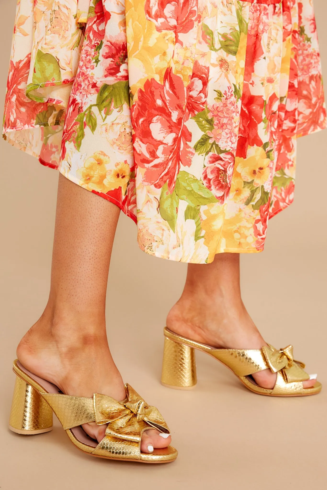 Irina Gold Midi Heels