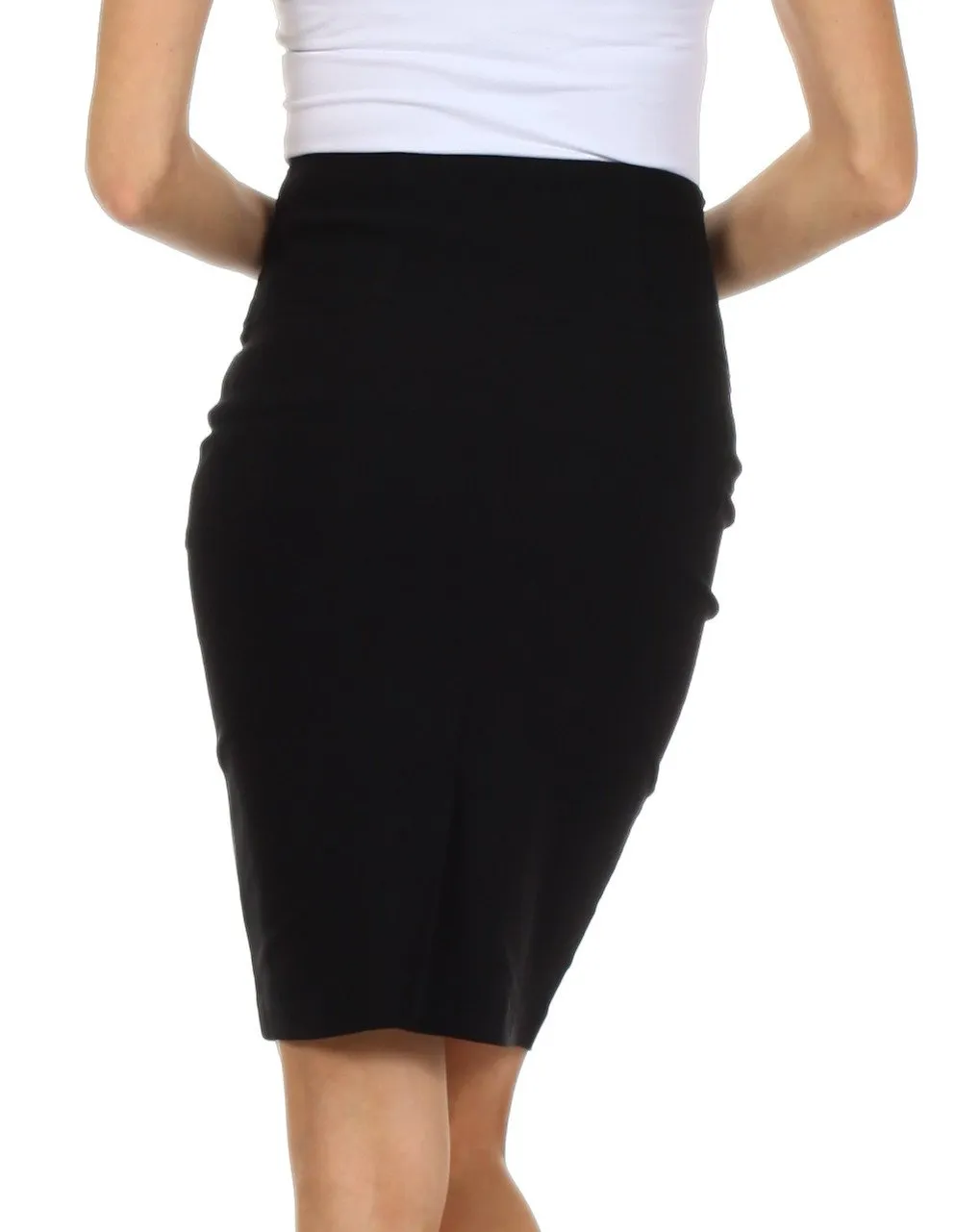 Knee Length High Waist Stretch Pencil Skirt