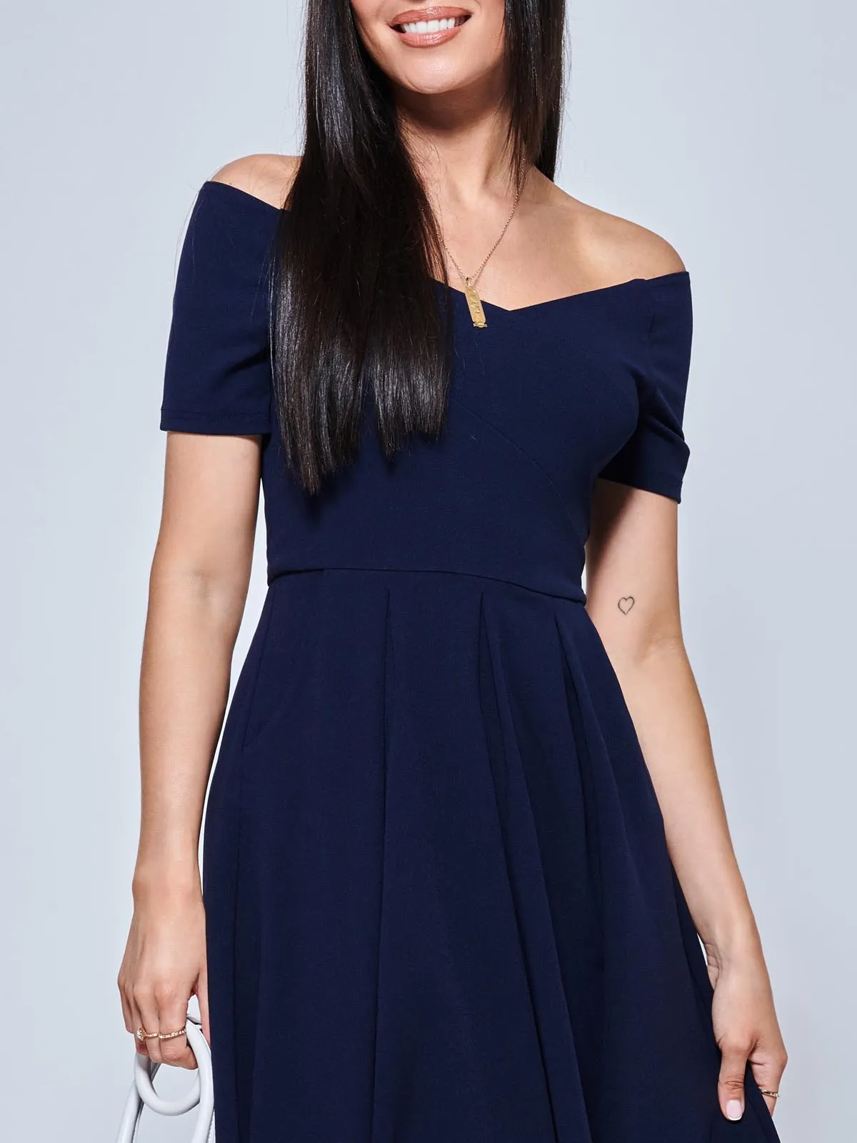 Lenora Fit & Flare Midi Dress, Navy