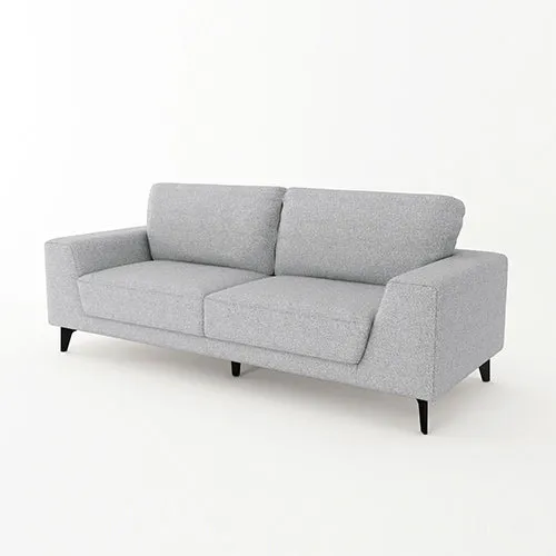 Light Grey Fabric 3 Seater Sofa, Linen Upholstered, Wooden Frame